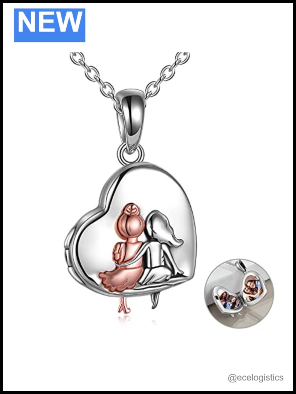 Heart Photo Locket Necklace Sterling Silver Always My Sister Forever